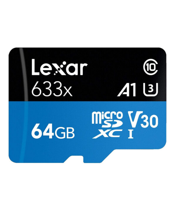 کارت حافظه microSDXC لکسار مدل 633X کلاس 10 استاندارد UHS-I U3 سرعت 100MBps ظرفیت 64 گیگابایت