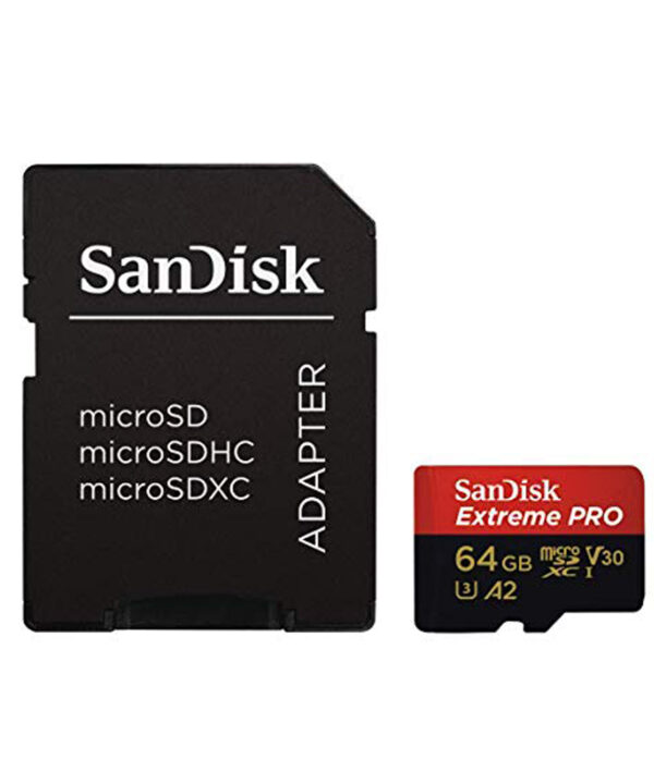کارت حافظه microSDXC سن دیسک مدل Extreme PRO کلاس A2 استاندارد UHS-I U3 سرعت 170MBs ظرفیت 64 گیگابایت به همراه آداپتور SD