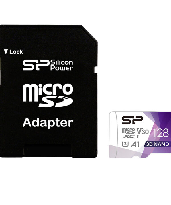 کارت حافظه‌ microSDXC سیلیکون پاور مدل Superior Pro کلاس 10 استاندارد UHS-I U3 سرعت 100MBps ظرفیت 128گیگابایت همراه با آداپتور SD