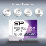 کارت حافظه‌ microSDXC سیلیکون پاور مدل Superior Pro کلاس 10 استاندارد UHS-I U3 سرعت 100MBps ظرفیت 128گیگابایت همراه با آداپتور SD