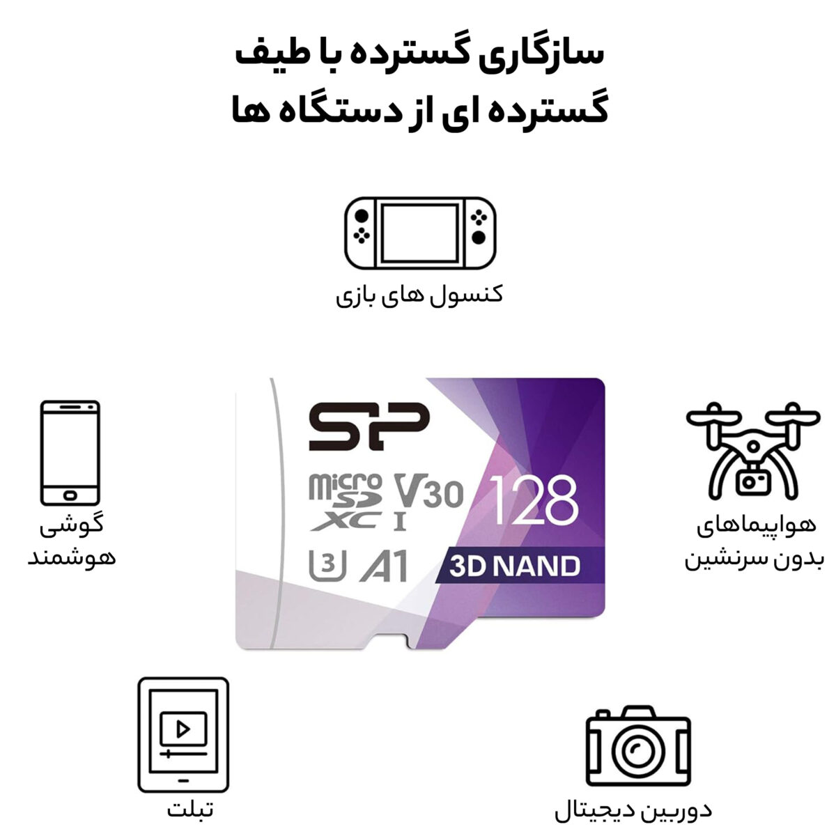 کارت حافظه microSDXC سیلیکون پاور مدل Superior Pro کلاس 10 استاندارد UHS-I U3 سرعت 100MBps ظرفیت 128 گیگابایت به همراه آداپتور SD