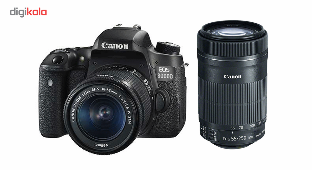 دوربین دیجیتال کانن مدل EOS 8000D به همراه لنز های 18-55 میلی متر IS STM و 55-250 میلی متر IS STM