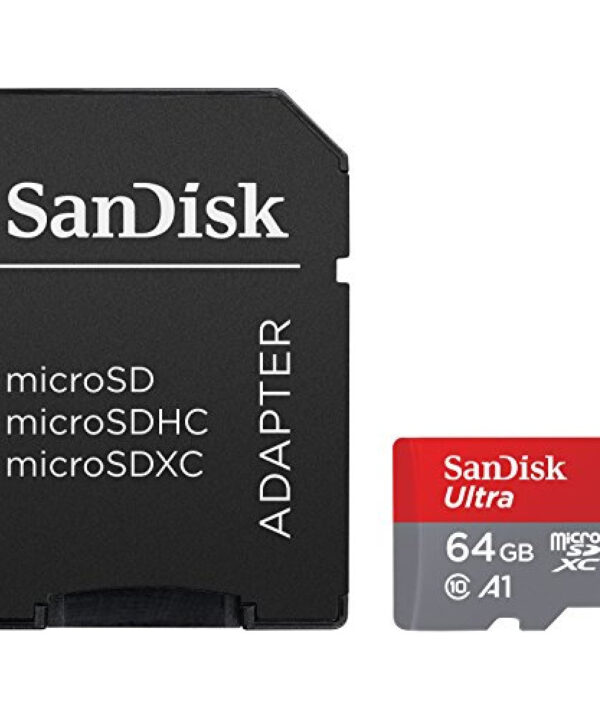 کارت حافظه microSDXC سن دیسک مدل Ultra A1 کلاس 10 استاندارد UHS-I سرعت 100MBps ظرفیت 64 گیگابایت به همراه آداپتور