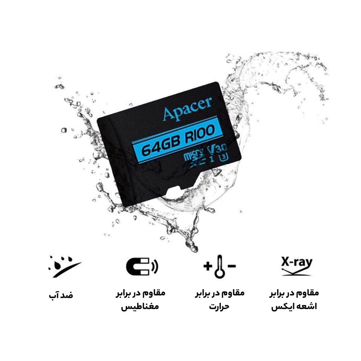 کارت حافظه microSDXC اپیسر مدل V30 کلاس 10 استاندارد UHS-I U3 سرعت 100MBps ظرفیت64گیگابایت به همراه آداپتور SD