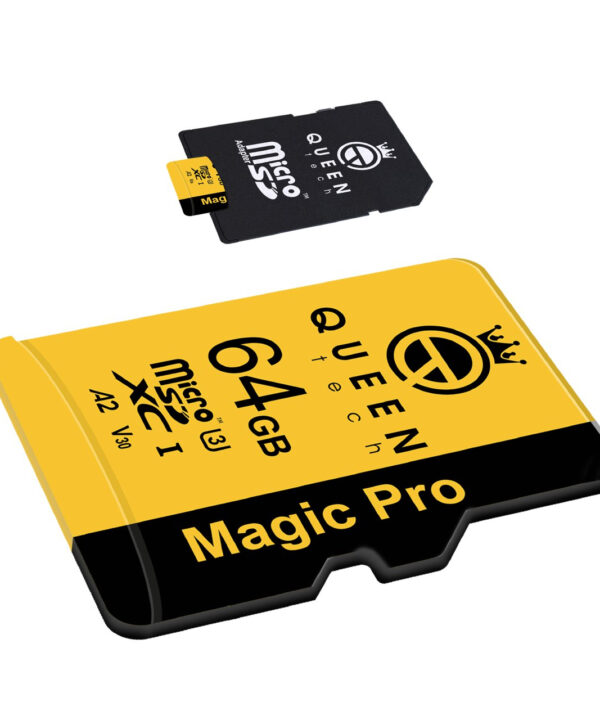 کارت حافظه Micro SD XC کوئین تک مدل A2-V30-633X کلاس 10 استاندارد UHS-l U3 سرعت 95MBps ظرفیت 64 گیگابایت به همراه آداپتور SD