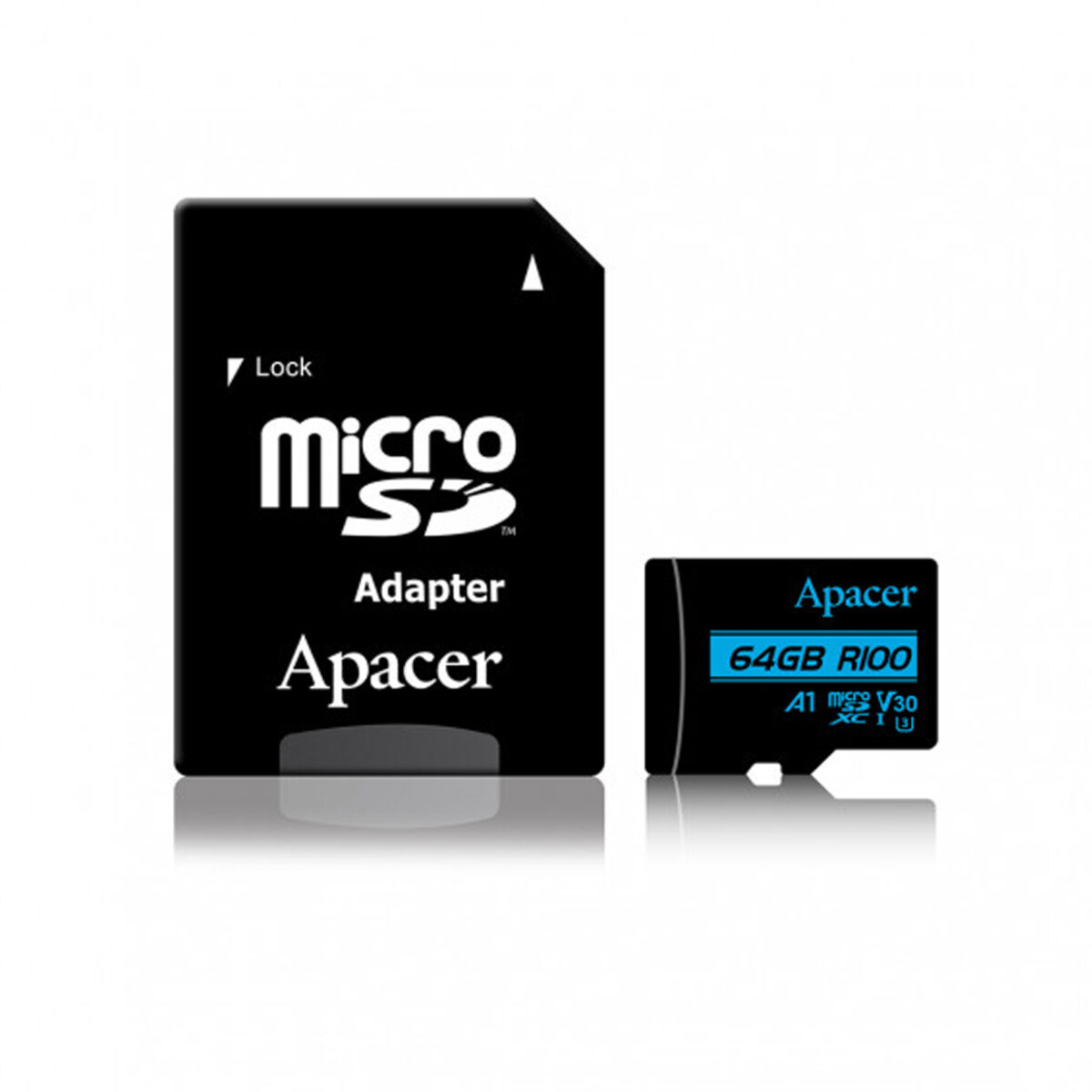 کارت حافظه microSDXC اپیسر مدل V30 کلاس 10 استاندارد UHS-I U3 سرعت 100MBps ظرفیت64گیگابایت به همراه آداپتور SD