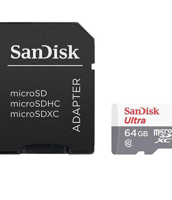 کارت حافظه microSDXC سن دیسک مدل Ultra کلاس 10 استاندارد UHS-I سرعت 100MBps ظرفیت 64 گیگابایت به همراه آداپتور SD