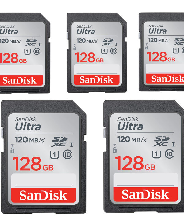 کارت حافظه SDXC سن دیسک مدل Ultra کلاس 10 استاندارد UHS-I U1 سرعت 120MBps ظرفیت 128 گیگابایت بسته 5عددی