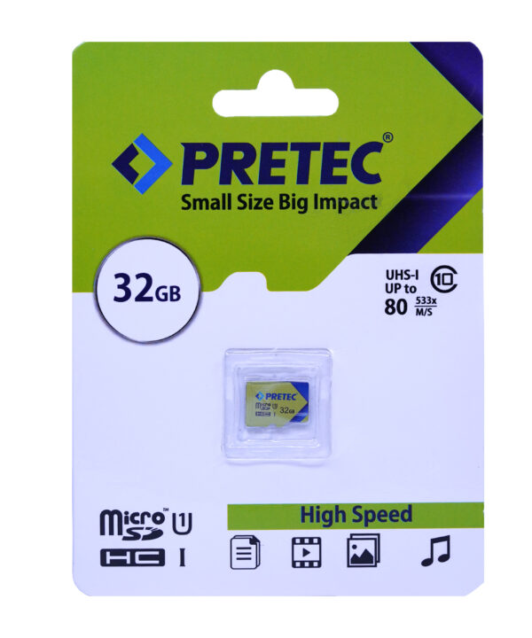 کارت حافظه microSDXC پریتک مدل small کلاس 10 استاندارد UHS-I U1 سرعت 80MBps ظرفیت 32 گیگابایت