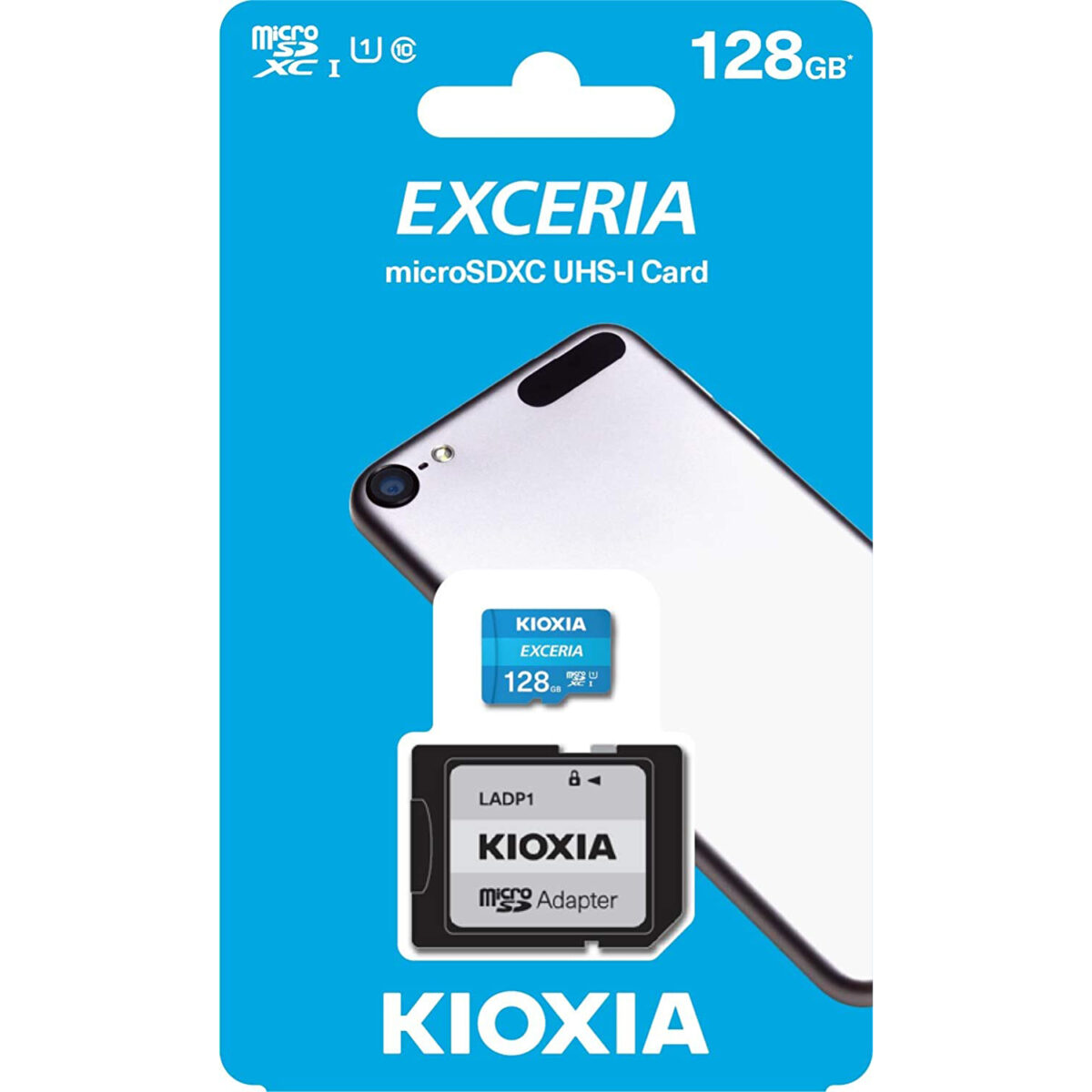 کارت حافظه‌ micro SDXC کیوکسیا مدل EXCERIA کلاس 10 استاندارد UHS-I U1 سرعت 100MBps ظرفیت 128 گیگابایت به همراه آداپتور SD