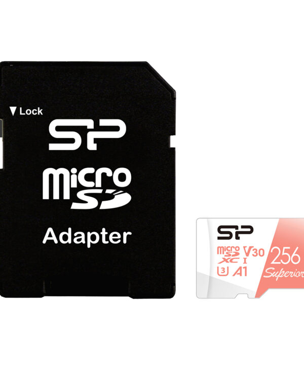 کارت حافظه microSDXC سیلیکون پاور مدل Superior کلاس 10 استاندارد UHS-I U3 سرعت 100MBps ظرفیت 256 گیگابایت به همراه آداپتور SD