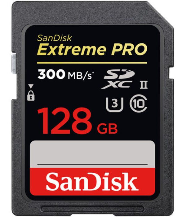 کارت حافظه SDXC سن دیسک مدل Extreme Pro V30 کلاس 10 استاندارد UHS-II U3 سرعت 300mbps ظرفیت 128 گیگابایت