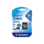 کارت حافظه Micro SDXC ورباتیم مدل Premium کلاس 10 UHS-I سرعت 90MB/S ظرفیت 64 گیگابایت به همراه آداپتور