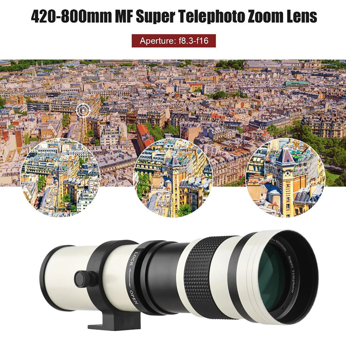 لنز دوربین آندوئر مدل EF 420-800MM mf f/8.3-16 Super Telephoto Zoom مناسب برای دوربین های کانن