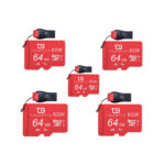 کارت حافظه microSD XC تروبایت مدل 633X-A2-V30 کلاس 10 استاندارد UHS-I U3 سرعت 95MBps ظرفیت 64 گیگابایت به همراه کارت خوان بسته 5 عددی