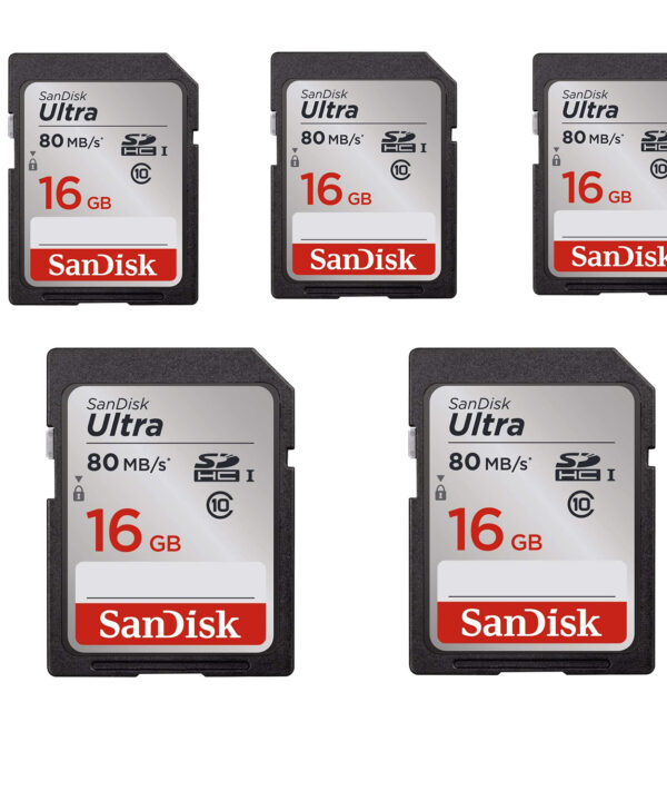 کارت حافظه SDHC سن دیسک مدل Ultra کلاس 10 استاندارد UHS-I U1 سرعت 533X 80MBps ظرفیت 16 گیگابایت بسته 5عددی