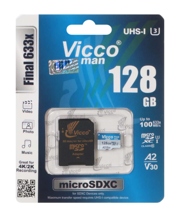 کارت حافظه microSDXC ویکومن مدل Final 633x  کلاس 10 استاندارد UHS-I U3 سرعت 90MBs ظرفیت 128 گیگابایت به همراه آداپتور SD