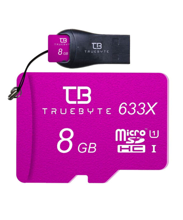 کارت حافظه microSD HC تروبایت مدل 633X کلاس 10 استاندارد UHS-I U1 ظرفیت 8 گیگابایت به همراه کارت‌خوان
