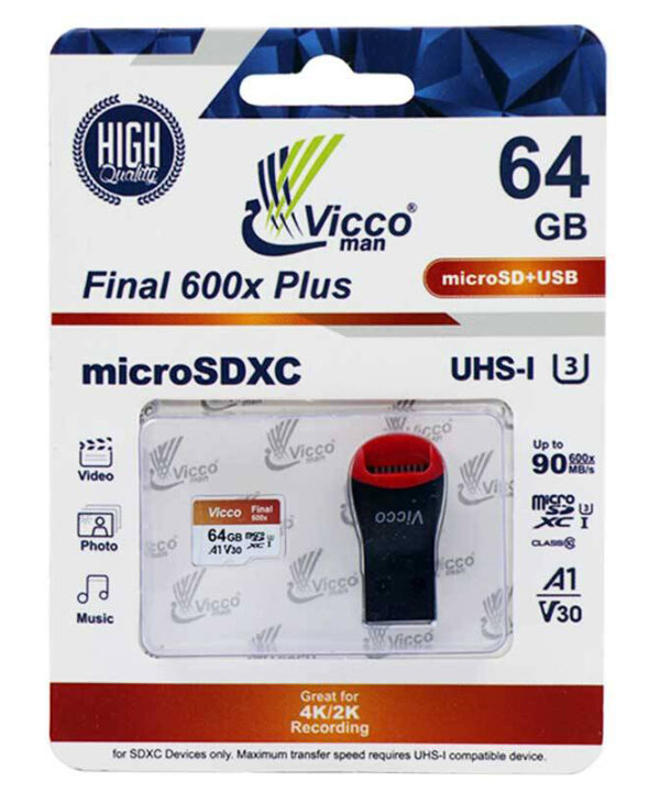 کارت حافظه microSDXC ویکومن مدل Final 600x کلاس 10 استاندارد UHS-I U3 سرعت 90MBps ظرفیت 64 گیگابایت