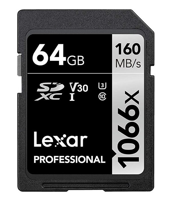 کارت حافظه SDXC لکسار مدل Professional کلاس 10 استاندارد UHS-I U3 سرعت 160MBps ظرفیت 64 گیگابایت