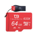 کارت حافظه microSD XC تروبایت مدل 633X-A2-V30 کلاس 10 استاندارد UHS-I U3 سرعت 95MBps ظرفیت 64 گیگابایت به همراه کارت خوان بسته 5 عددی