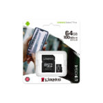 کارت حافظه microSDXC کینگستون مدل CANVAS کلاس 10 استاندارد UHS-I U1 سرعت 100MBps ظرفیت 64 گیگابایت به همراه آداپتور SD