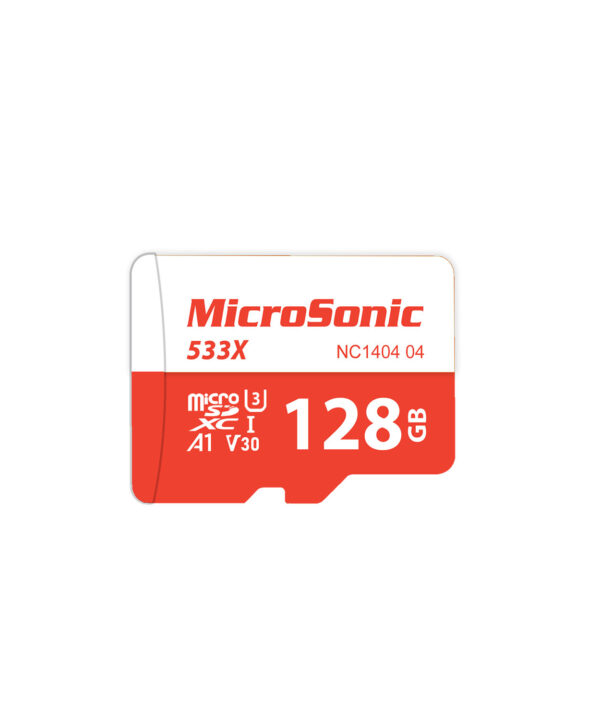کارت حافظه microSDXC میکرو سونیک مدل 533X-A1-V30 کلاس 10 استاندارد UHS-I U3 سرعت 80MBps ظرفیت 128 گیگابایت