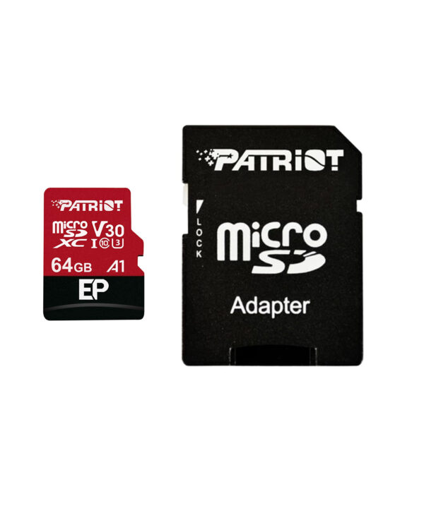 کارت حافظه microSDXC پتریوت مدل EP کلاس 10 استاندارد UHS-I U3-V30 سرعت 90MBpsظرفیت 64 گیگابایت به همراه آداپتورSD
