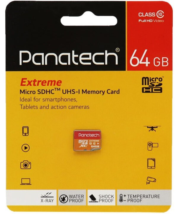 کارت حافظه microSDHC پاناتک مدل EXTREME کلاس 10 استاندارد UHS-I U1 سرعت 30MBps ظرفیت 64 گیگابایت