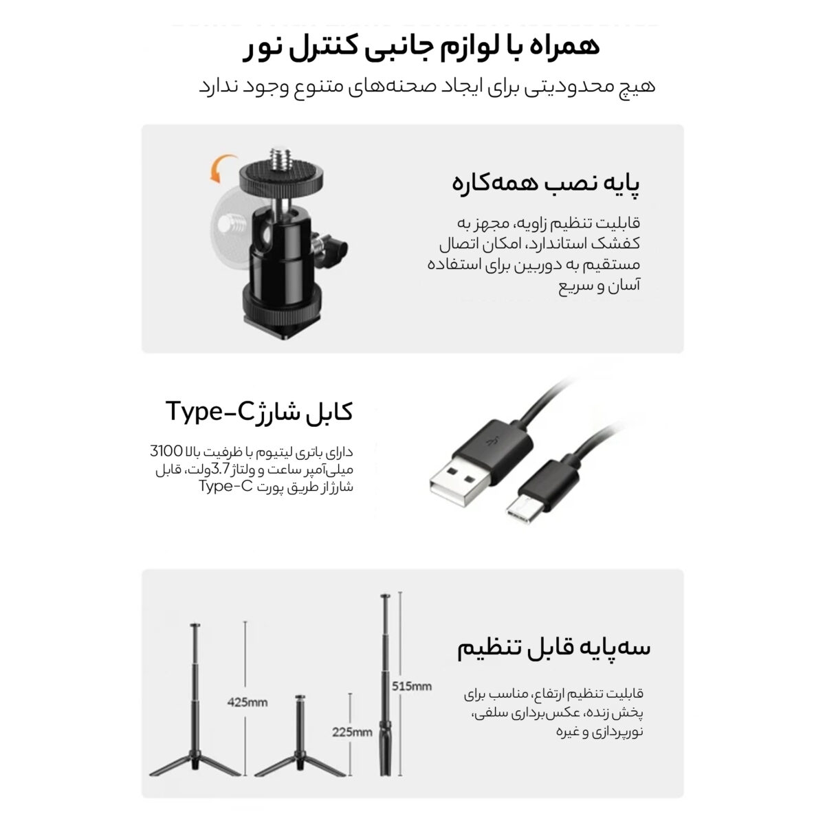 نور ثابت ال ای دی اپیکسل مدل new fl07